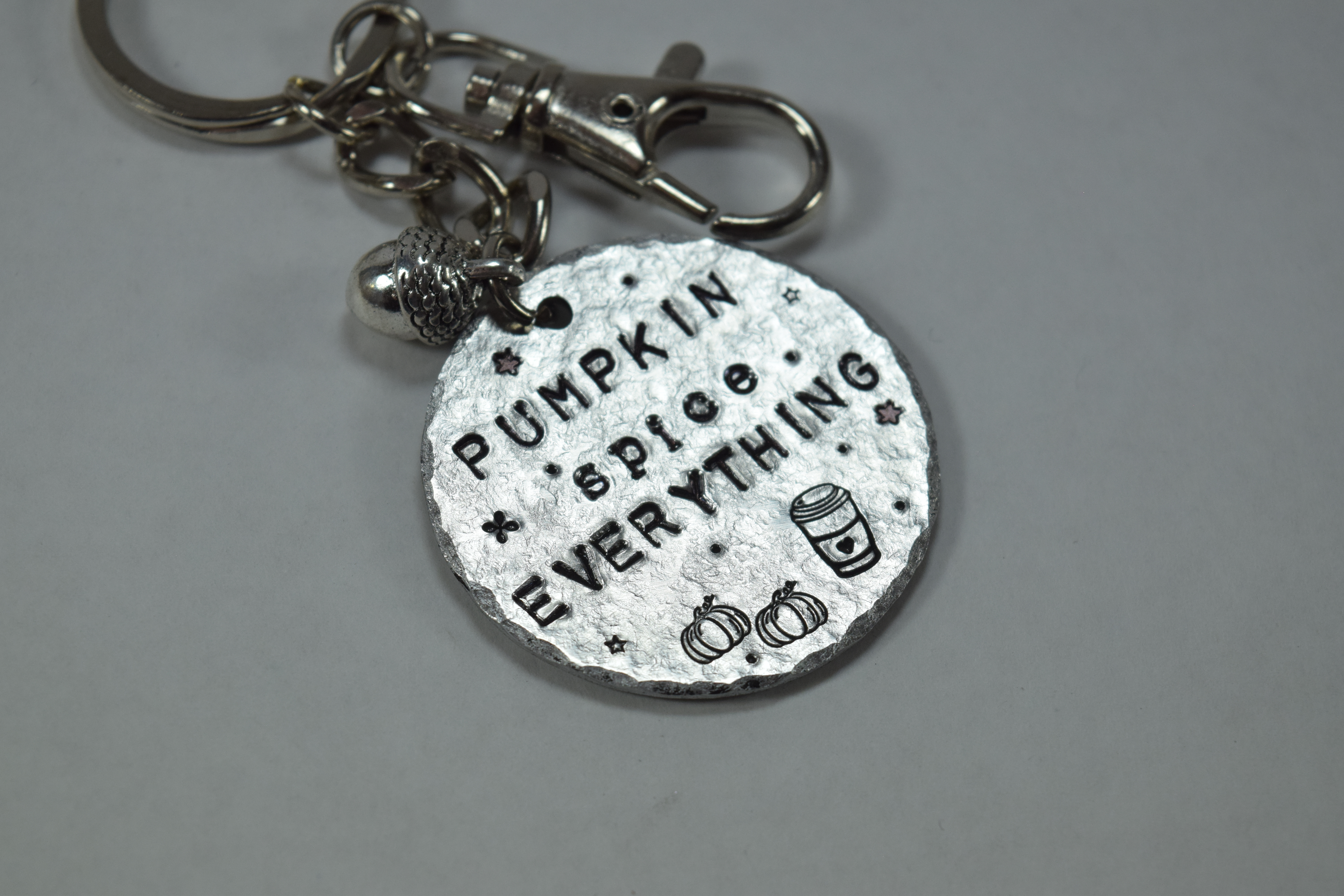 aluminum pumpkin spice everything keychain